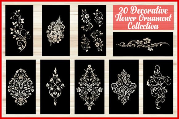 20 Decorative Floral Ornament Bundle: Elevate Every Project