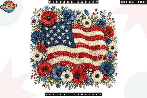 Americana Floral Flag Patchwork PNG: Design Guide