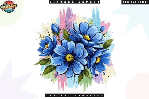 Blue Watercolor Flowers Brush Stroke PNG: A Designer's Go-To Asset