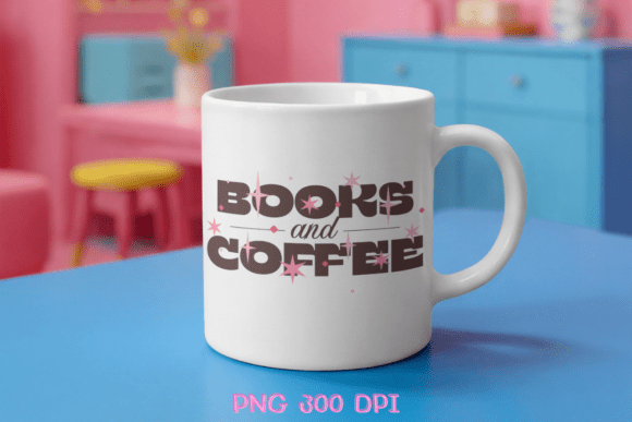 Books and Coffee PNG: A Retro Design for Cozy Creations