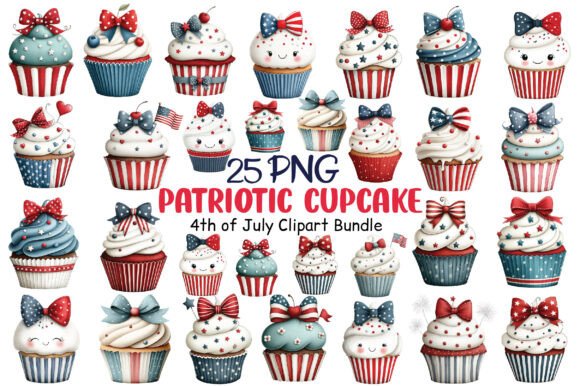 Celebrate Independence Day with Patriotic Cupcake 4th of July Clipart