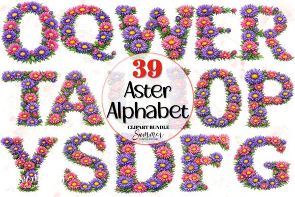 Designing with September Aster Alphabet Clipart