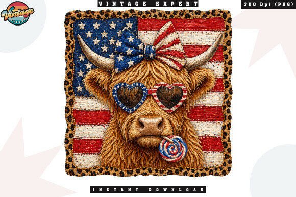 Patriotic Highland Cow Patchwork PNG: A Designer's Guide