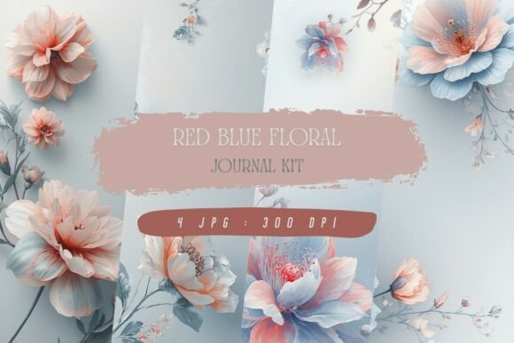 Red Blue Floral Journal Kit: Your Creative Toolkit