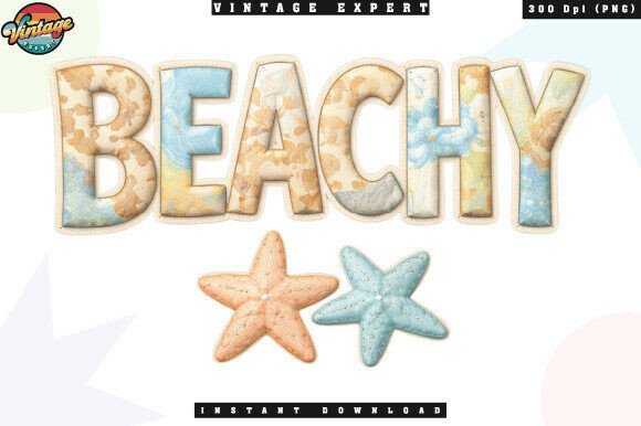 Retro Summer Beach Patchwork PNG: Vintage Coastal Charm for Modern Projects