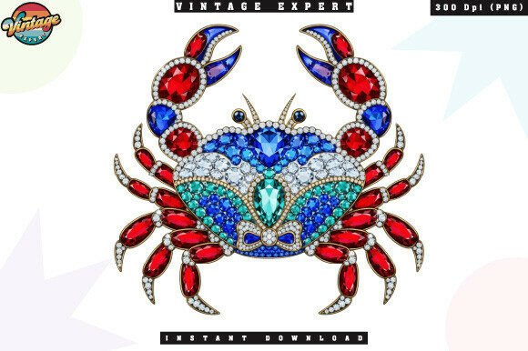 Sea Life Crab Shiny Rhinestone PNG: A Gem of a Design Asset
