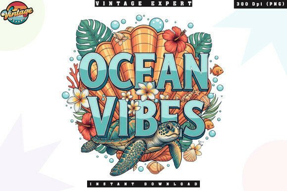 Sea Turtle Summer Ocean Vibes PNG for Designers