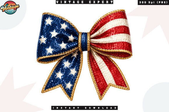 Vintage American Flag Ribbon Bow PNG: A Patriotic Design Asset