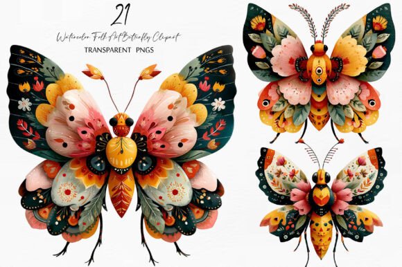 Watercolor Folk Art Butterfly Clipart: Creative Uses