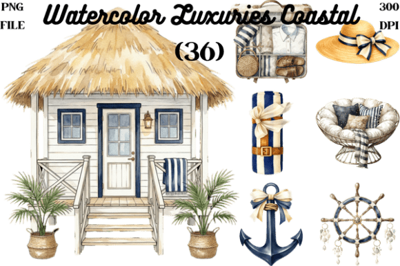 Watercolor Luxuries Coastal Clipart PNG: A Design Asset Review