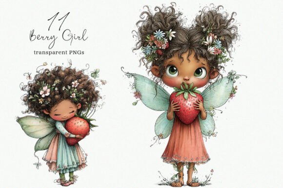 Whimsical Berry Girl Clipart: A Creative Asset for Charming Designs